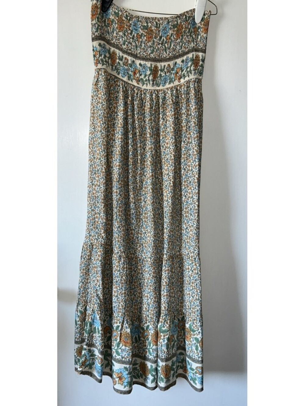 Qearal Women's Strapless Floral Maxi Dress XL, Boho Cottagecore